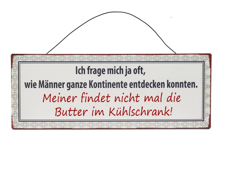 Wandbild mit Draht-Aufhängung 40 x 15cm aus Metall mit Spruch