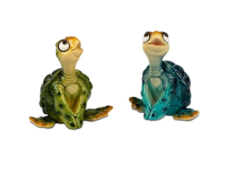 formano 2er Set Dekofigur  Figuren Tier Schildkröte Harry sitzend- Polyresin 9 cm