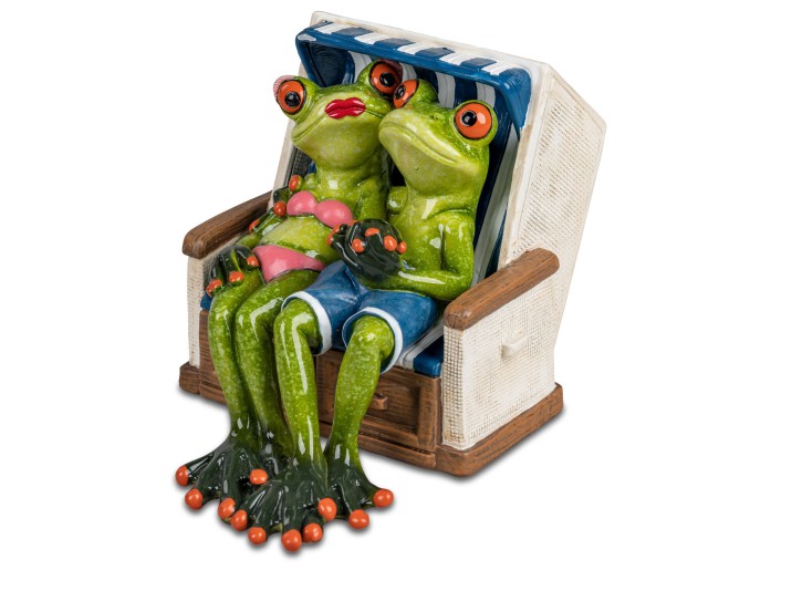 formano Froschpaar im Strandkorb 16 cm Figur lustige Frösche Dekoration