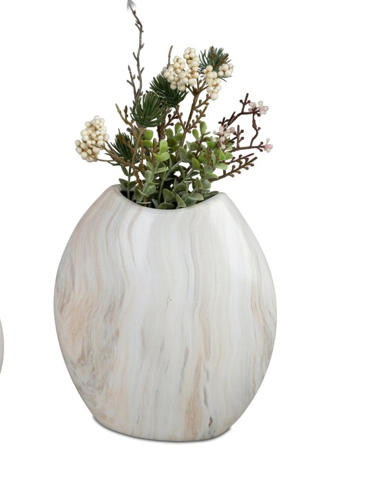 Formano 1 Stück Vase Dekovase 16 cm Marmor Blumenvase aus Keramik - Dekoration für ein schönes Zuhause