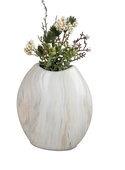 Formano 1 Stück Vase Dekovase 20 cm Marmor Blumenvase oval-
