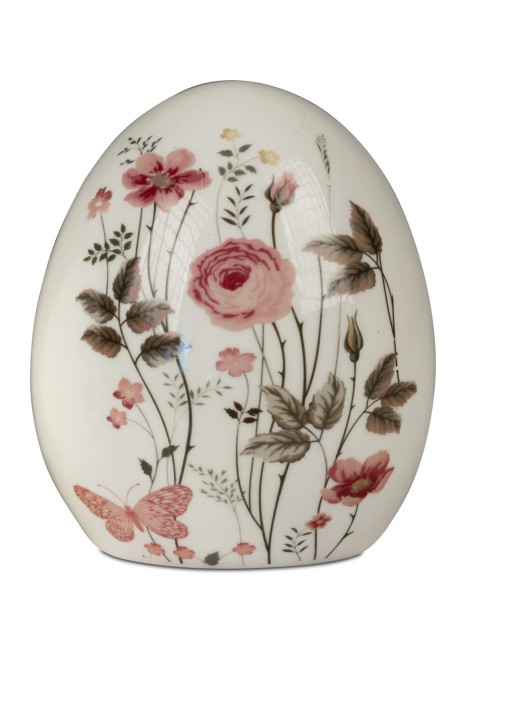 Ostern Dekoration Deko-Ei  mit Licht Osterei 15cm  mit Rosen u.  LED Lieferumfang  1 Stück