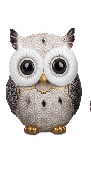 Dekorative Eule creme-braun 11x16cm aus Kunststein