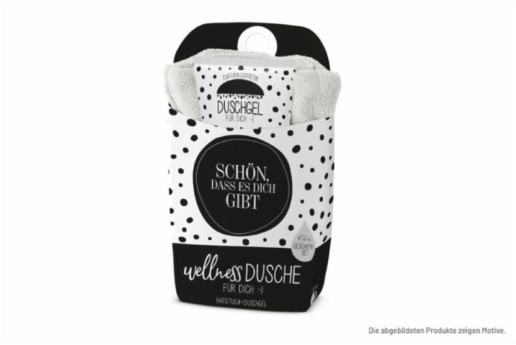 la Vida Wellness-Dusche Geschenkset mit Punkte Duschgel+Baumwoll-Handtuch, Serie-Mädels (HSchön das es Dich gibt))