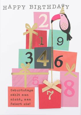 Grusskarte Geburtstagskarten Klappkarten m. Umschlag/ohne Innentext  Gruß von Herzen  18x12,5x0,7cm (Happy Birthday Geburtstage zählt man)