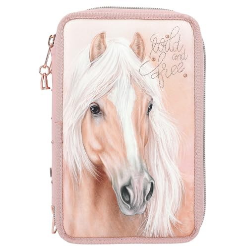 Miss Melody Romantic - Gefüllte 3-Fach Federtasche in Rosa, mit Pferde Motiv