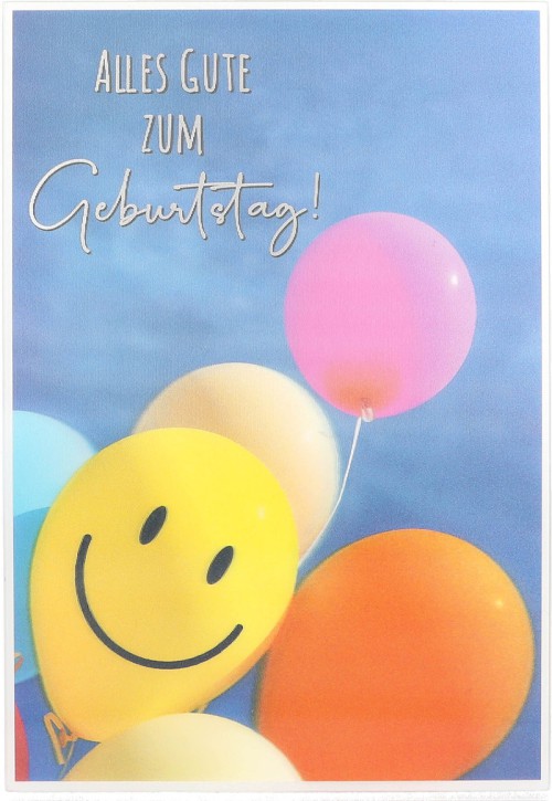 Depesche Klappkarte 3D ART, 12,1x17,5cm, Geburtstagskarte mit Bunten Luftballons und Smiley-Motiv 01
