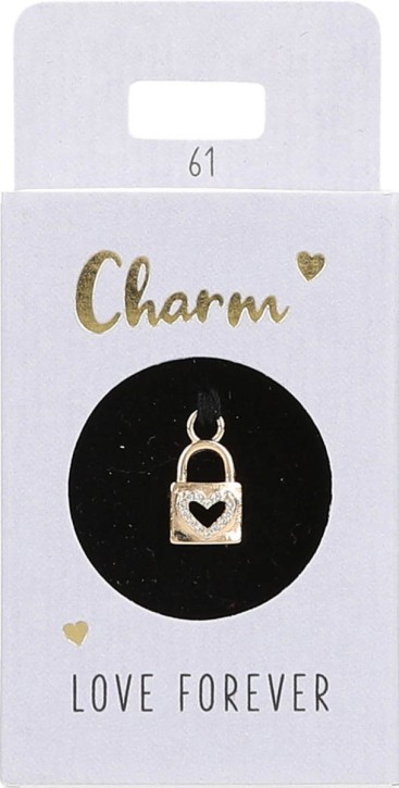 Versilberte o. Vergoldete Charms -Anhänger für Creolen-  Nr.61 - Herz mit Schloss