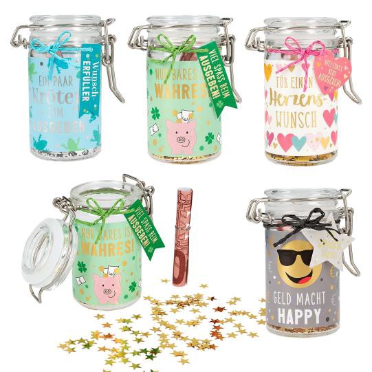Depesche Wunscherfüller Einmachglas - Geldgeschenkverpackung, Lieferumfang 1 Stück-Auswahl n.Verfügbarkeit