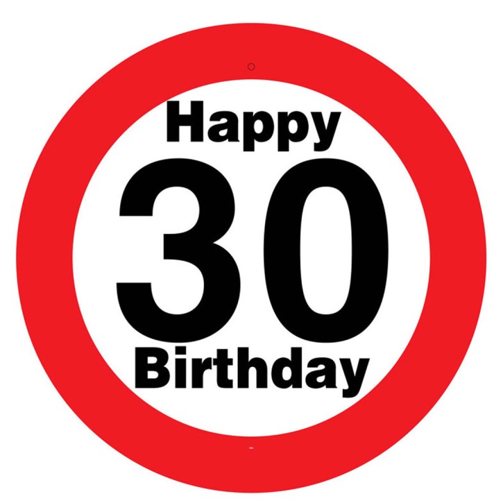 Riesen-Schild "30" mit Saugnapf zum 30. Geburtstag