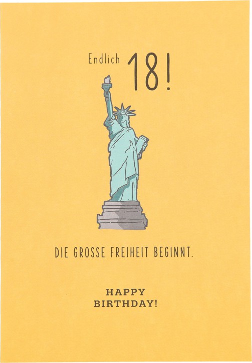 Besonders schoen Klappkarte -  Endlich 18! DIE GROSSE FREIHEIT...