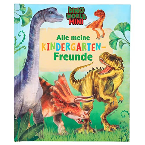 Depesche 12073 World Mini Dino-Kindergarten-Freundebuch im Dinousaurier-Look, mit 96 verzierten Seiten zum Eintragen fuer Freunde, Mehrfarbig