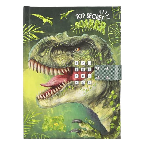 Depesche 12407 Dino World - Tagebuch mit Zahlen-Code und Sound, Buch mit Dinosaurier-Motiven und 80 linierten, bunt illustrierten Seiten