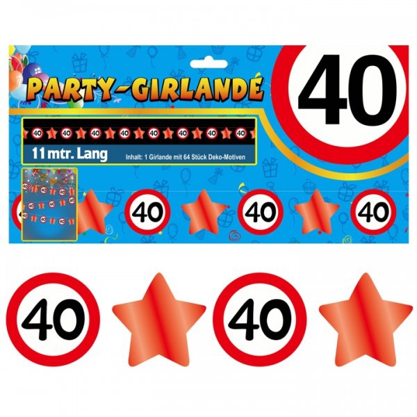 Udo Schmidt Party-Glitter Girlande "40" 11m lang