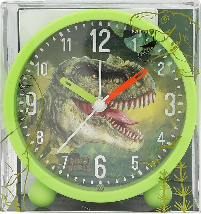 Dino World - Wecker für Kinder in Grün mit Dino-Motiv