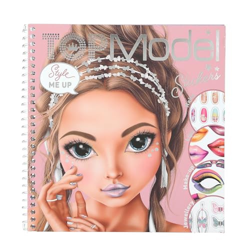 Depesche 12723 TOPModel Glitter Queen Dress me up Face - Stickerbuch mit 24 Seiten zum Gestalten schöner Looks, Malheft mit 7 Stickerbogen