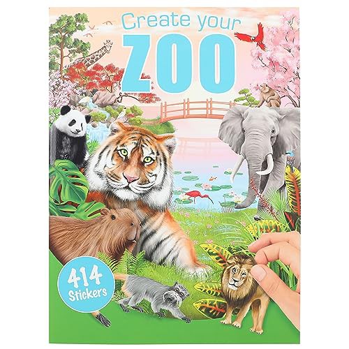 Depesche 12753 Sticker-Album "Create your Zoo", Sticker-Heft mit coolen Motiven und 3 Doppelseiten Aufklebern, ca. 22 x 30 x 0,5 cm