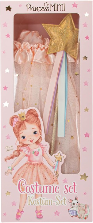 Princess Mimi - Kostüm-Set aus Tüllrock und Zauberstab, in Rosa und mit Glitzer,