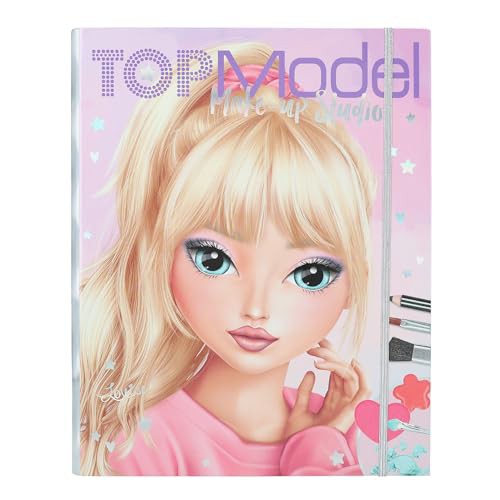 Depesche 12876 TOPModel Make Up Studio - Kreativmappe zum Gestalten schöner Makeup-Looks, inkl. Ausmalblock, Schmink-Palette und 4 Pinseln