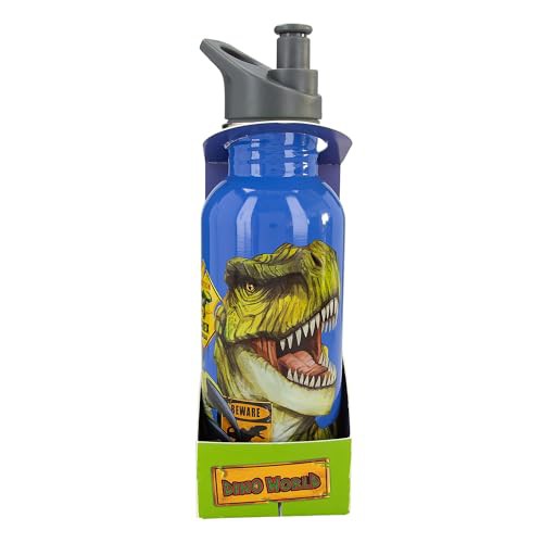 Depesche 12900 Dino World Danger - Trinkflasche in Blau mit Trex Motiv