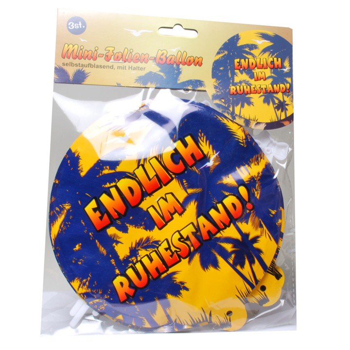Deko Geschenk Ballon "Ruhestand", 3-tlg., selbstaufblasend