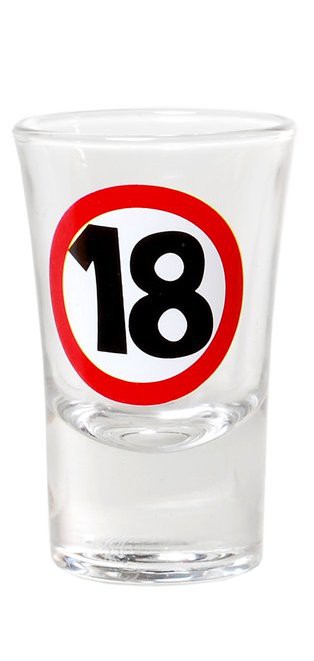 Schnapsglas - 18 - 1 Glas zum 18. Geburtstag