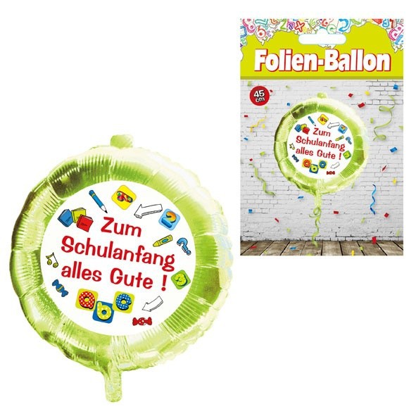 Folienballon zum Schulanfang, 32 cm aufgeblasen, 45 cm unaufgeblasen - Geschenke u. Dekoration  zum Schulanfang