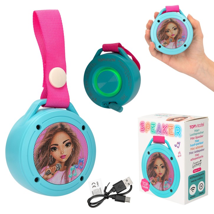 TOPModel Mini Bluetooth-Lautsprecher, Türkis mit Pink, Wireless, für Kinder 