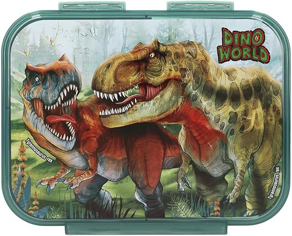  Dino World Bite - Brotdose in Dunkelgrün, mit Dinosaurier Motiv und Landschaft