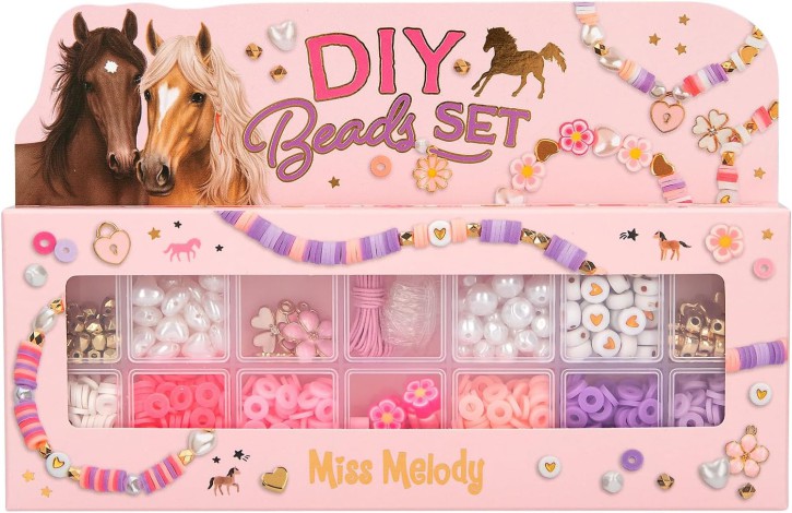 Miss Melody - DIY Perlen Set, 12 Sorten Perlen  für Mädchen zum Basteln