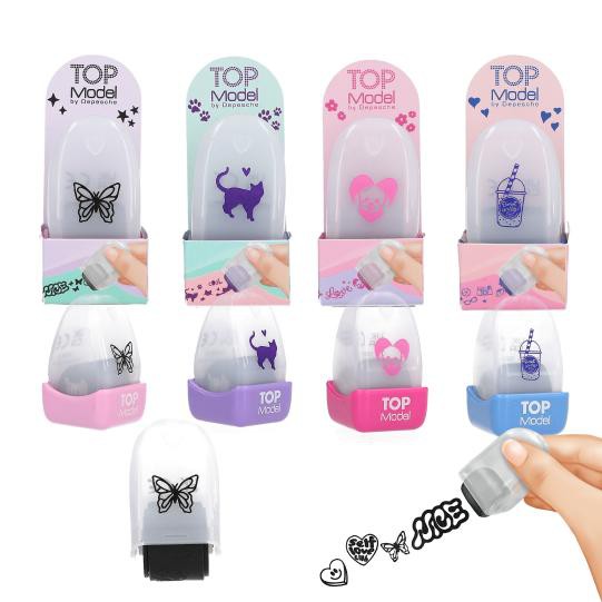 4 Stück TOPModel Stempelroller, Stempel, Kinderstempel mit verschiedenen Motiven- kein Stempelkissen nötig