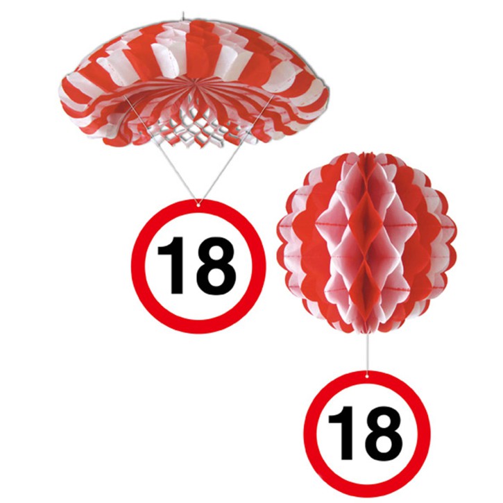 1 Deko Ballon oder 1 Deko Fallschirm mit Schild 18. Geburtstag