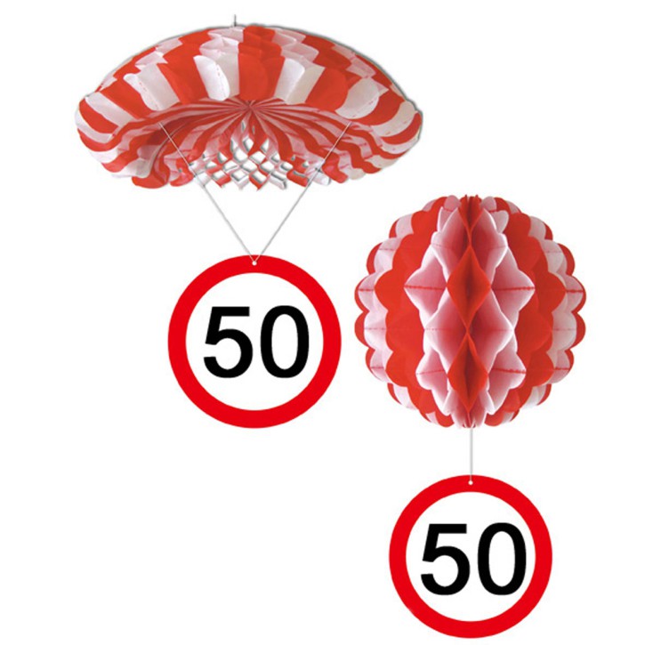 1 Deko Ballon oder 1 Deko Fallschirm mit Schild 50. Geburtstag sortierter Artikel Lieferumfang 1 Stück
