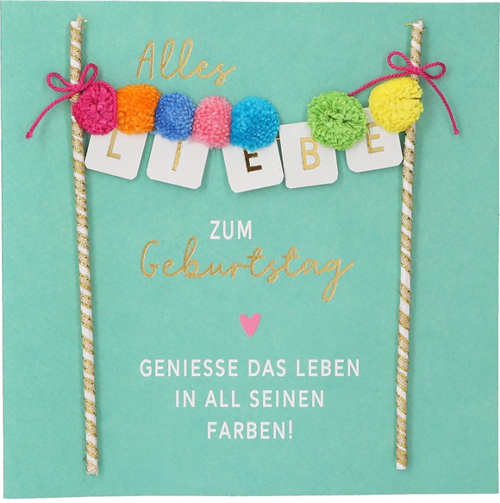 Depesche 13593.24 Klappkarte Paper Love Glückwunsch-Karte zum Geburtstag, mit passendem Spruch und bunten Designs, ohne Innentext, Klappkarte inkl. Umschlag