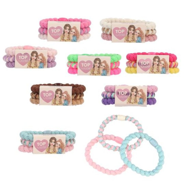 3 Pack je 3 Stück je Pack Top Model Haargummi Set, Mädchen Haaraccessoires in Pastellfarben, Geflochtene Haarbänder, , Mehrfarbig Rosa Blau Grün Lila