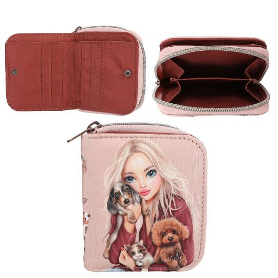 TOPModel Fur Ever Friends Portemonnaie - für Mädchen, Rosa Kunstleder Geldbörse mit Hunde-Motiv, Reißverschluss 11x10x3cm