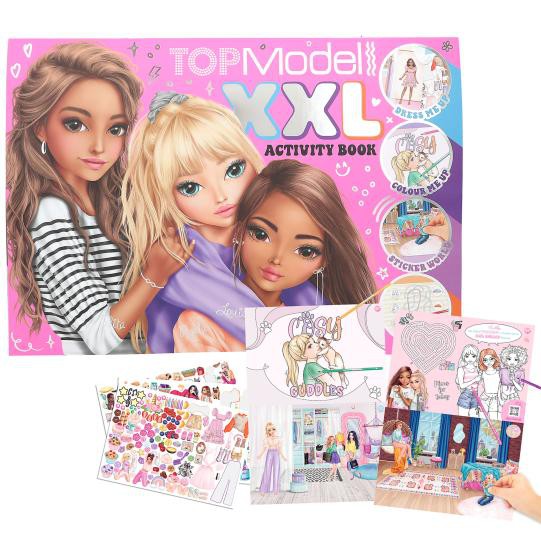 TOPModel XXL Activity Malbuch für Mädchen, Kreativbuch mit Stickern und Ausmalvorlagen