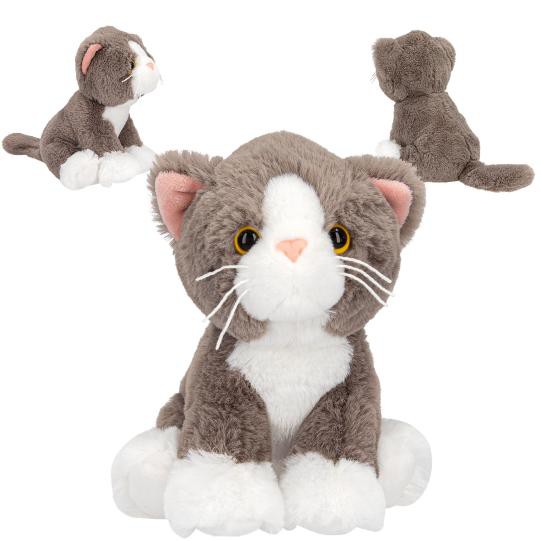 TOPModel Plüsch Katze Ruby, FUR EVER FRIENDS, Grau-Weiße Kuscheltier Katze, 16 cm, Plüschtier Geschenk für Jungen und Mädchen