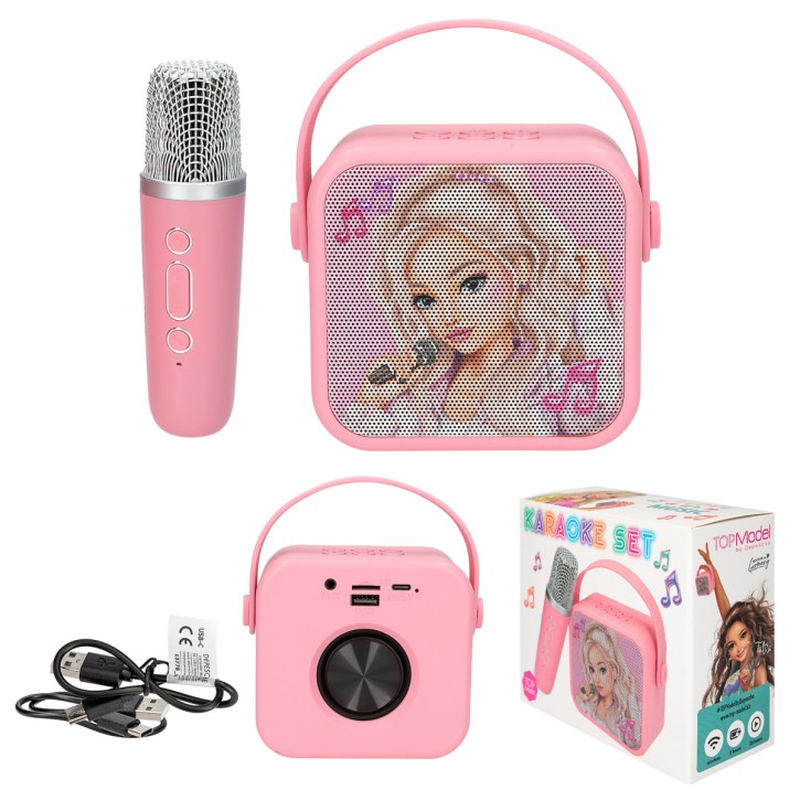 TOPModel Karaoke-Set mit Mikrofon, Pink, 4 Stimm-Veränderungen, Bluetooth