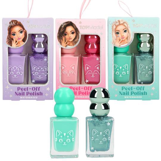 TOPModel Nagellack 3 Set Sets (Rosa, Lila, Mint) aus 1x unifarbener Lack, 1x passender Schimmerlack