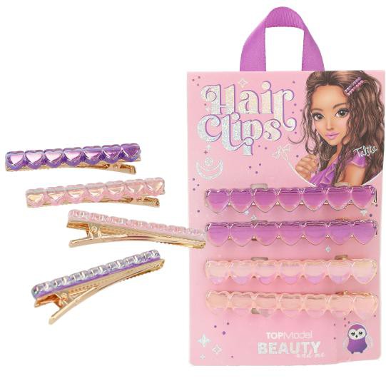 2 Sets TOPModel Haarspangen-Set mit Herzen, 4 Stück im Set , Perlmutt-Optik-Lieferunfang 