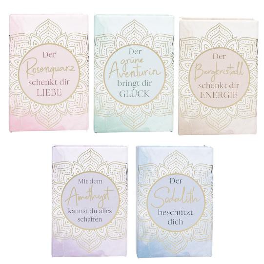 Herzanhänger - Edelsteine aus Sodalith, Rosenquarz, Aventurin, Bergkristall oder Amethyst - Lieferumfang  5 verschiedene Stück
