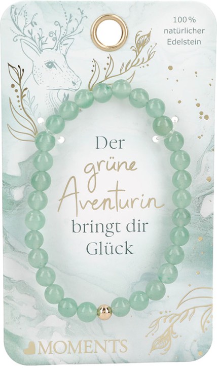 Moments Premium Aventurin Armband, 100% Natürlicher Edelstein, der grüne Aventurin bringt dir Glück - Schmuck