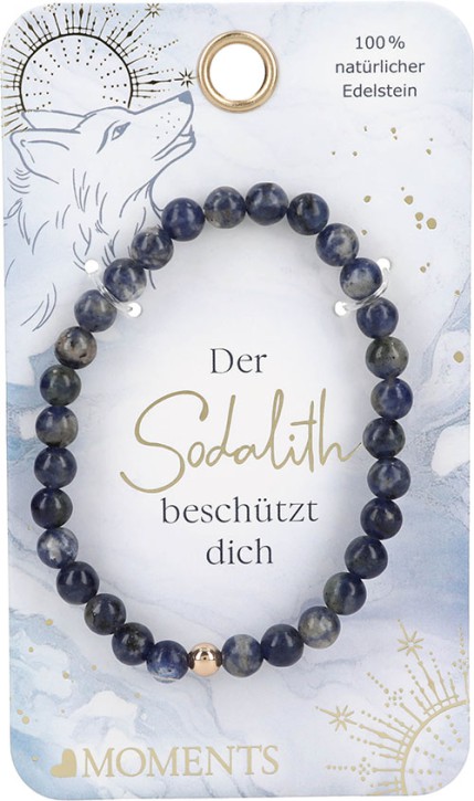 Moments Premium Sodalith Armband in graublau, 100% Natürlicher Edelstein, der Sodalith beschützt dich - Schmuck