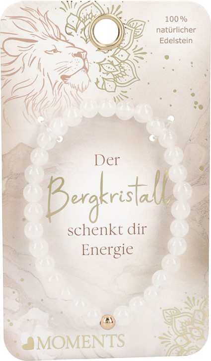 Moments Premium Bergkristall Armband in perlmutweiss, 100% Natürlicher Edelstein, der Bergkristall  schenkt dir Energie- Schmuck