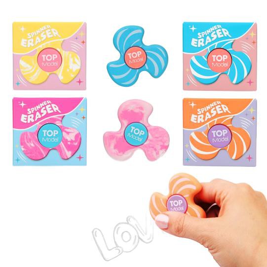 Spinner Radiergummi Set, 4 Farben, Fidget Spinner Design, Rotierender Radierer