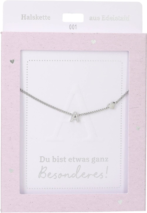 Depesche Damen Halskette mit Herz-Anhänger, Silberfarben o.Goldfarben,Edelstahl,42-47cm Verstellbar-Halskette Nr.1 - A silber