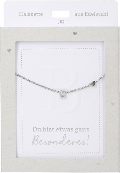 Depesche Damen Halskette mit Herz-Anhänger, Silberfarben o.Goldfarben,Edelstahl,42-47cm Verstellbar-Halskette Nr.3 - B silber