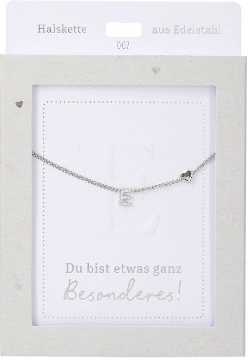 Depesche Damen Halskette mit Herz-Anhänger, Silberfarben o.Goldfarben,Edelstahl,42-47cm Verstellbar-Halskette Nr.7 - E silber