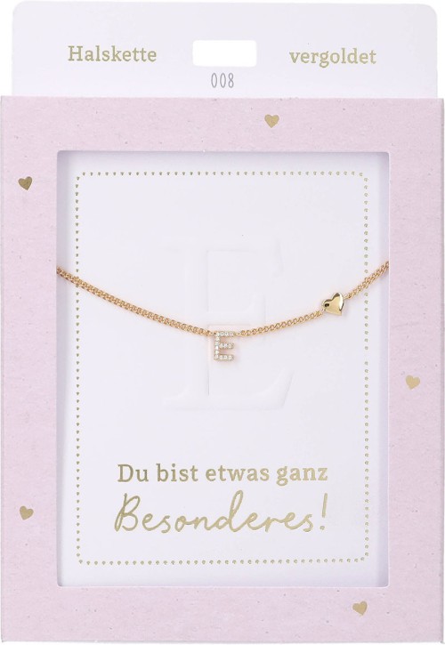 Depesche Damen Halskette mit Herz-Anhänger, Silberfarben o.Goldfarben,Edelstahl,42-47cm Verstellbar-Halskette Nr.8 - E gold